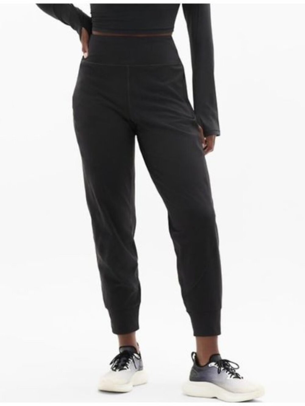 Athleta Black Mid Rise Rainer Jogger Pants